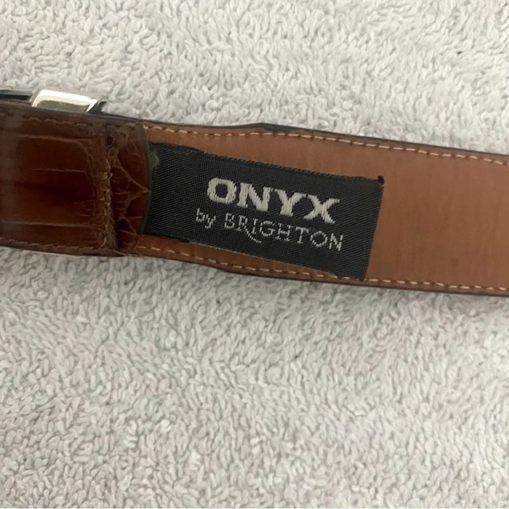 Vintage Genuine Leather ONYX by BRIGHTON Brown Unisex Belt Size 38 Large USA